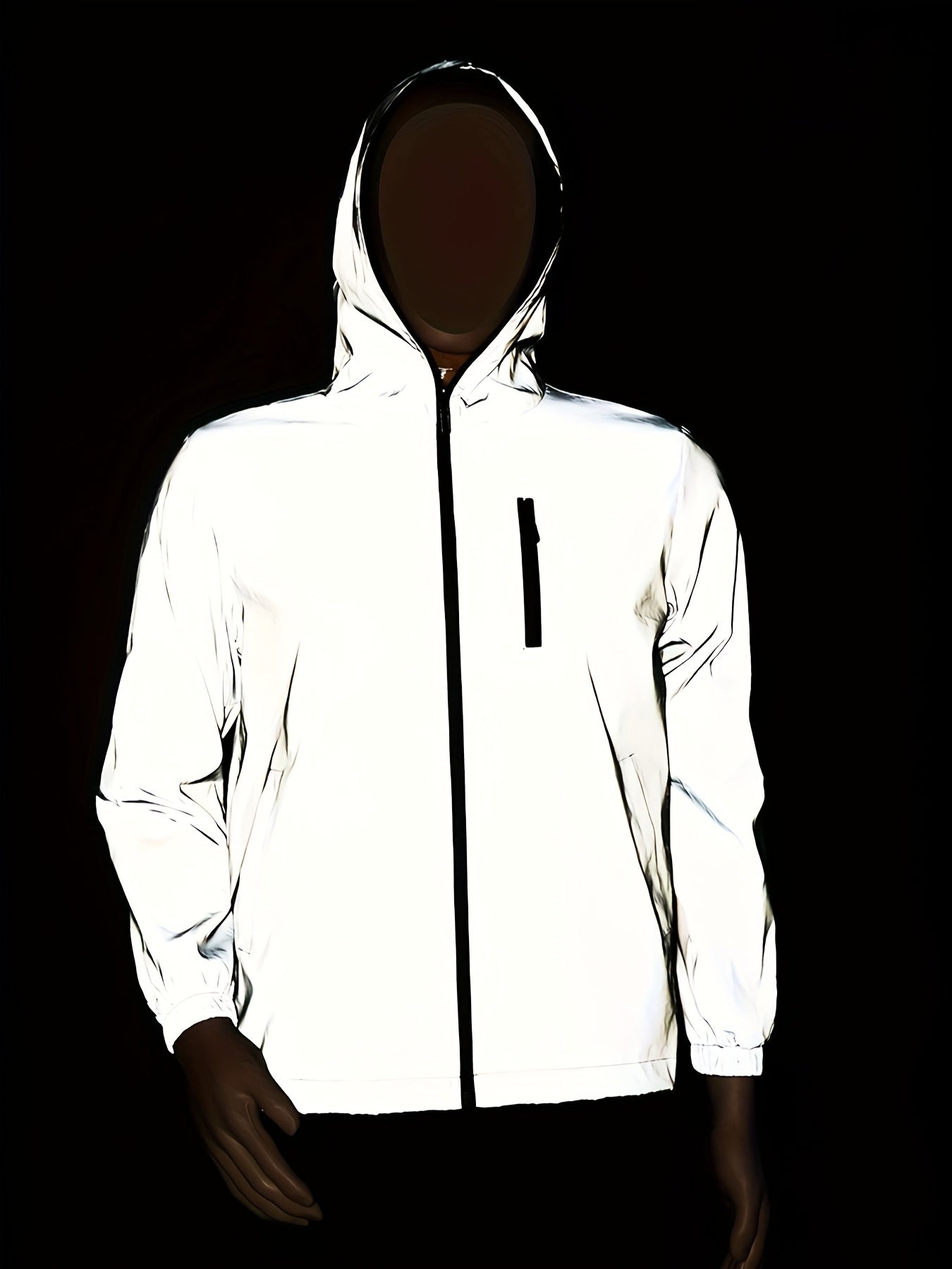 Men's Reflective Hooded Windbreaker Jacket - Casual, Lightweight Coat for Nighttime Running, Spring/Fall Outdoor Wear
