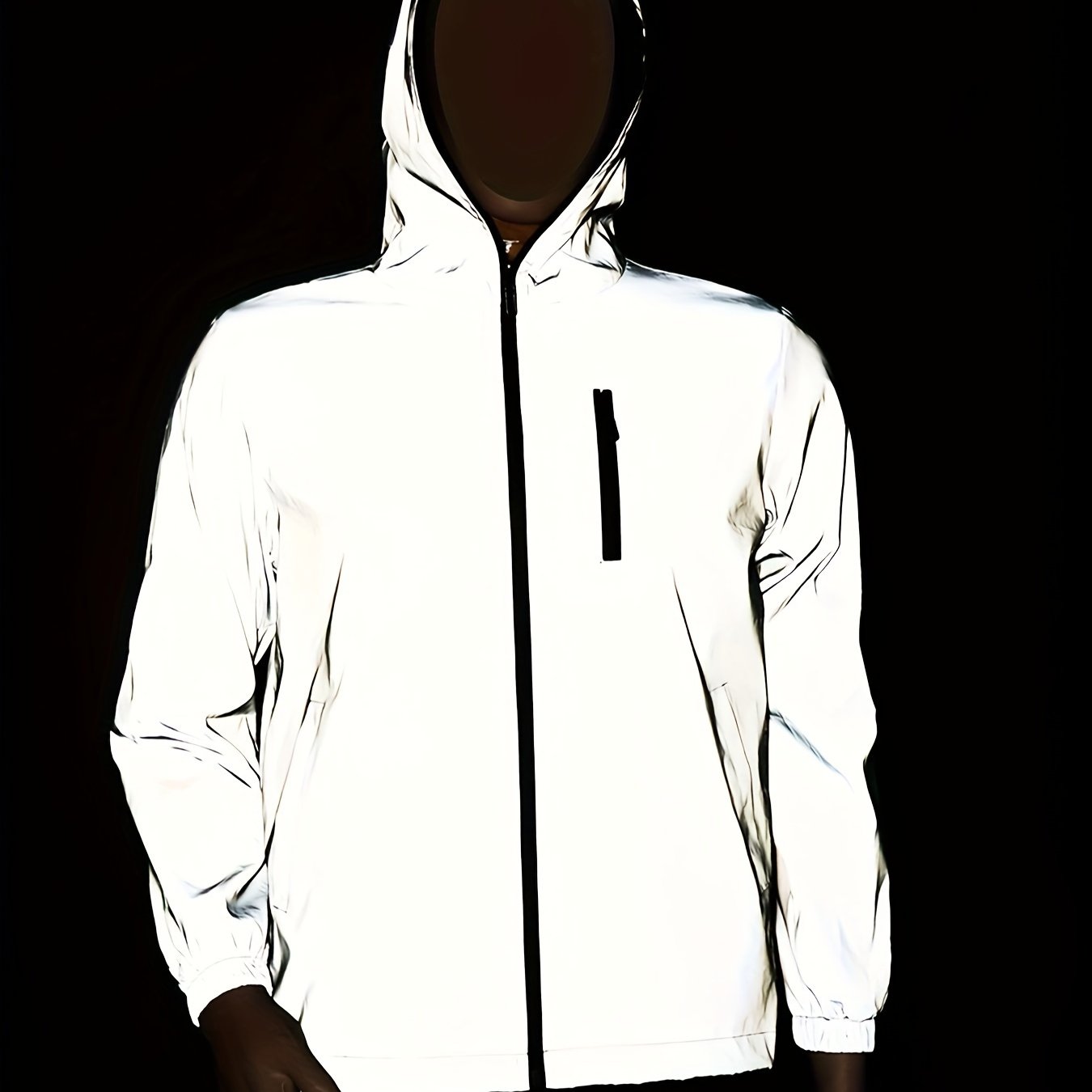 Men's Reflective Hooded Windbreaker Jacket - Casual, Lightweight Coat for Nighttime Running, Spring/Fall Outdoor Wear
